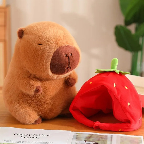 Sh Muñeco Peluche Capibara Con Mochila Tortuga Y Sombrero