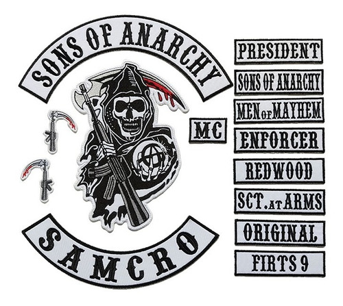 Sons Of Anarchy Rebeldes Mc Parches Bordados Tamaño Espalda