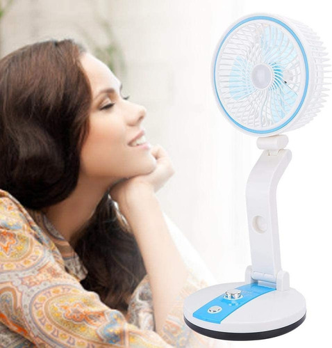Ventilador Plegable Recargable Con Luz Led De Escritorio