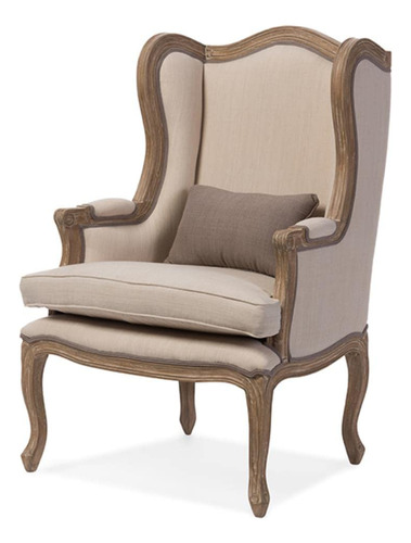 Sillon Tapizado Tono Estilo Provincial Franz Color Beige