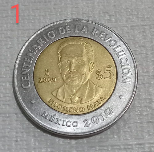 Vendo Moneda De 5 Pesos Año 2009 De Filomeno Mata 