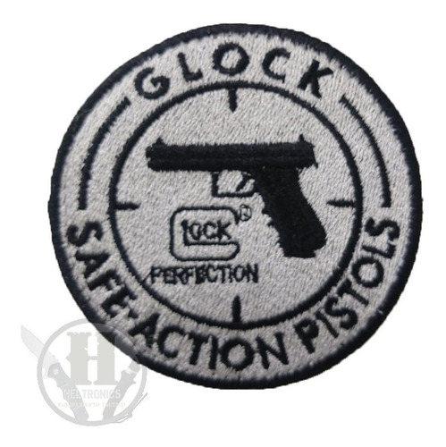 Parche Bordado Abrojo Glock Safe Actions Pistols Redondo 