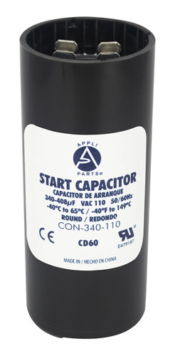 Condensador/ Capacitor De Arranque     340-408 Mfd 110v