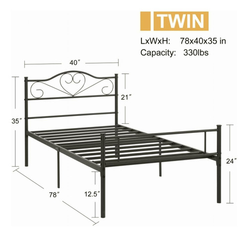 Vecelo Base De Cama De Plataforma De Metal Con Cabecera Y