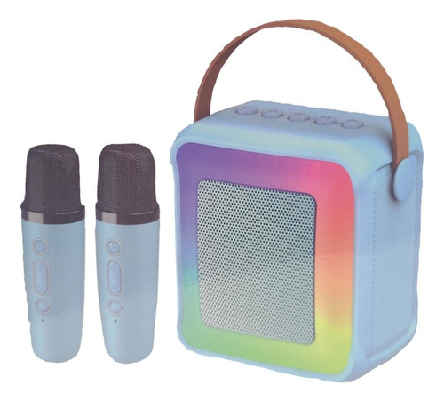 Caixa De Som Bluetooth Com 2 Microfone Sem Fio Led Infantil Cor Azul-claro 110v/220v