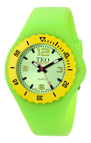 Reloj Mujer Tko Tk595gr Cuarzo 34mm Pulso Verde En Caucho