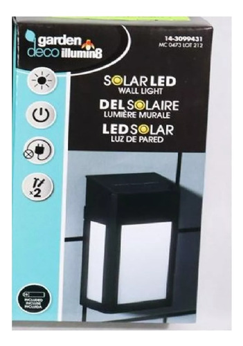 Lampara De Pared Luz Blanca Led Energía Solar Para Exterior