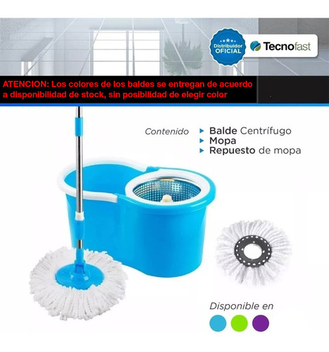 Balde Trapeador Centrifugado Acero Inox 5lts + 2 Mopa