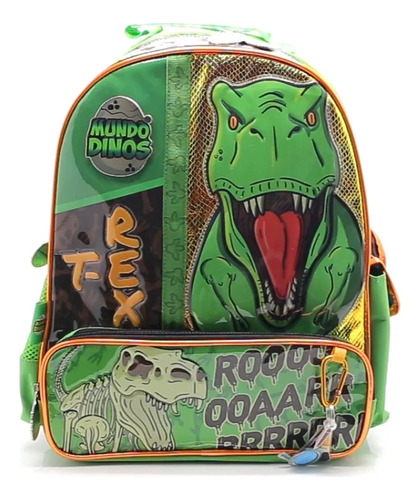 Mochila Escolar Cresko Mundo Dino 16p Espalda Di103