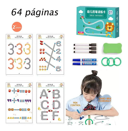 Conjunto De Cadernos Reutilizáveis Para Crianças 64 Páginas