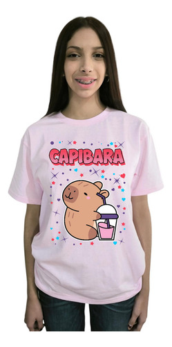 Polera Manga Corta Capibara Bebida Cod 001