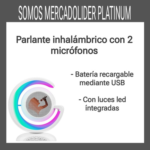 Parlante Inalámbrico Con 2 Micrófonos Bluetooth Karaoke Led Rosa