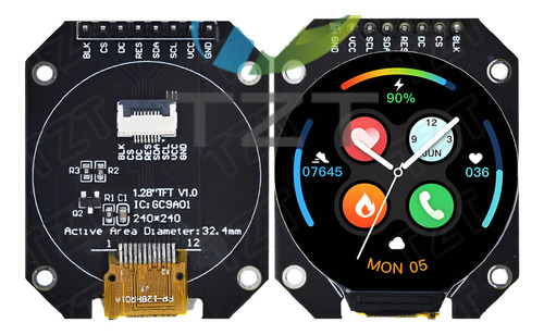 Arduino: Lcd Tft Spi 240*240 Pixel Gc9a01 Rgb 1.28 Redondo