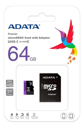 Tarjeta De Memoria Adata Ausdx64guicl10-ra1 Premier Con Adap