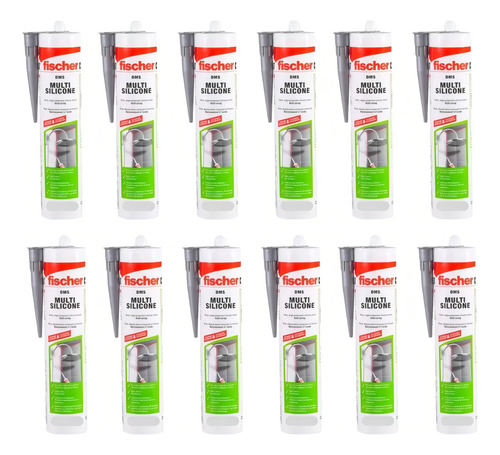Silicona Acética Transparente Fischer 260ml X12un + Kit