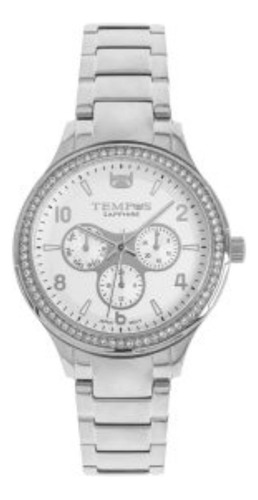 Reloj Tempus Ea9018l Cristal Zafiro Plateado