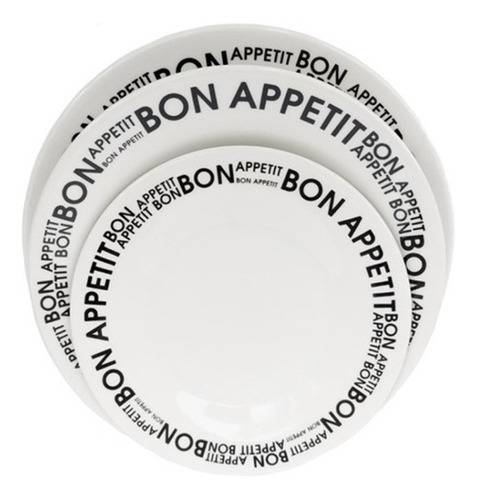 Set Vajilla Bon Appetit 6 Playos + 6 Hondos Porcelana Oxford