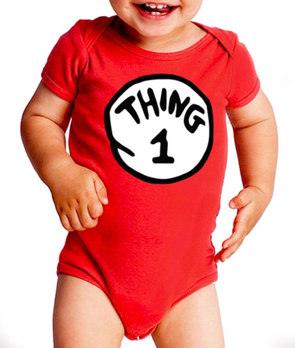 Pañalero Bebé Rojo Gemelos Diseño Thing 1 Thing 2
