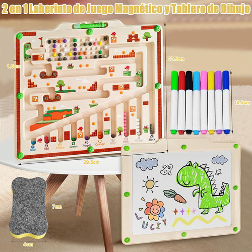 Educativo Juguete Laberinto juego Magnético Abigale Montessori 2 En 1 Con Tablero De Dibujo Y 8 Pinceles