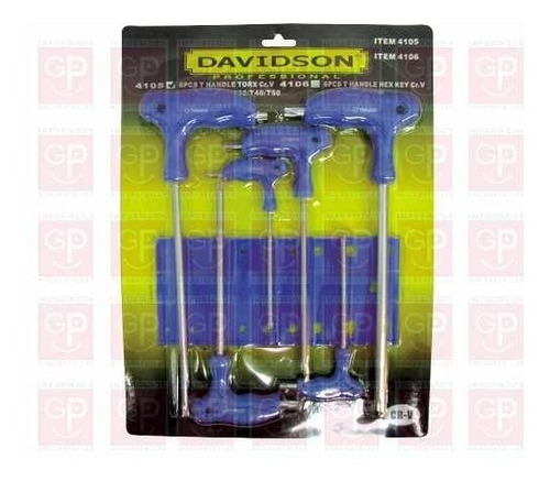 Llave Torx 6pz. T20 T50 Con Soporte Davidson G P