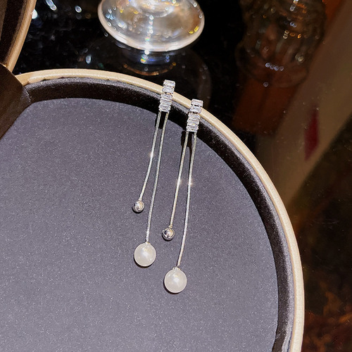 Pendientes De Perlas Con Borlas Largas 2024 Para Mujer