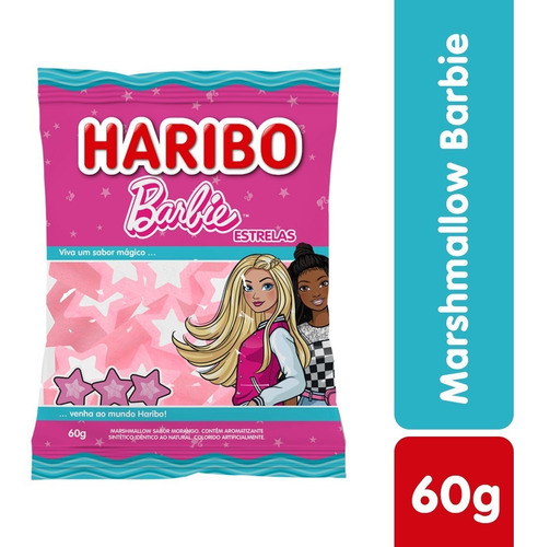 Imagem 1 de 2 de Marshmallow Barbie Morango Haribo Mattel 60g
