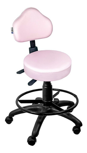 Cadeira Mocho Rosa Ergonômico Com Aro - Ultra Móveis