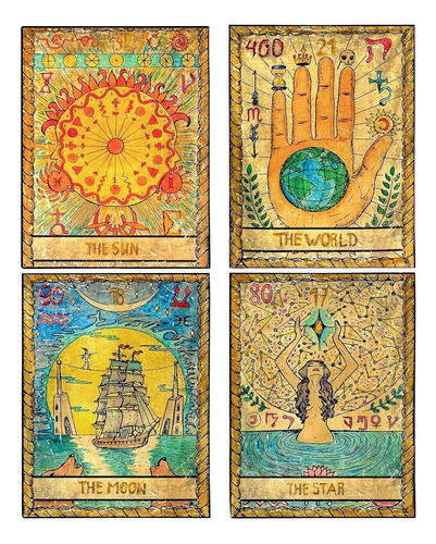 4 Piezas De Tapiz De Bandera De Tarot, Tapiz Pequeño D...