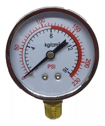 Manómetro 1/4 Radial Hidroneumatico Compresor 0-230psi 6cm 