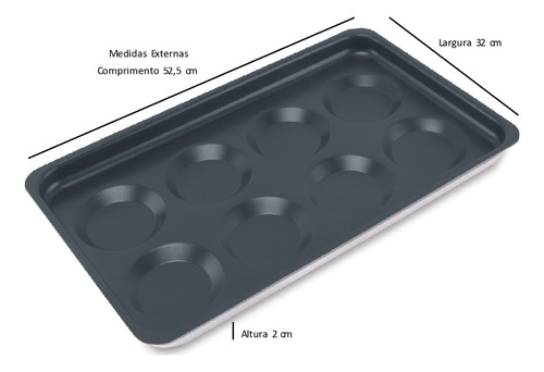 Bandeja con 8 cavidades para huevos de horno combinados con tefón Gn 1/1