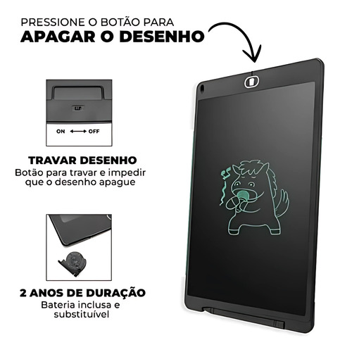 Kit 2 Lousa Mágica Tablet Infantil Lcd 10 Polegadas Sortido