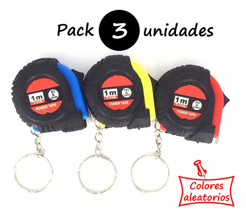 Pack 3 Llavero Cinta Métrica De Acero Flexómetro 1 Metro