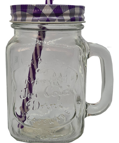 1 Caneca Mason Jar De Vidro + 1 Canudo + 1 Tampa Diferentes