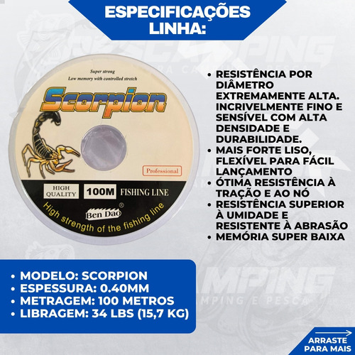 Kit De Pesca Vara Maciça 35 Lbs + Molinete 4000 E Linha 100m Aleatória