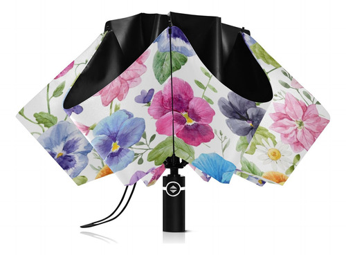 Alaza Paraguas Plegable Flores Verano Auto Apertura Mmg