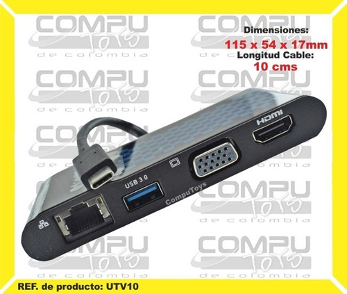 Conversor 1x4 Vga Usb Hd Lan A Mac Ref: Utv10 Computoys Sas