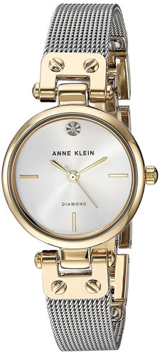 Reloj Anne Klein Metal Brazalete Plateado Bisel Dorado Color de la correa Plata Color del bisel Dorada Color del fondo Blanco