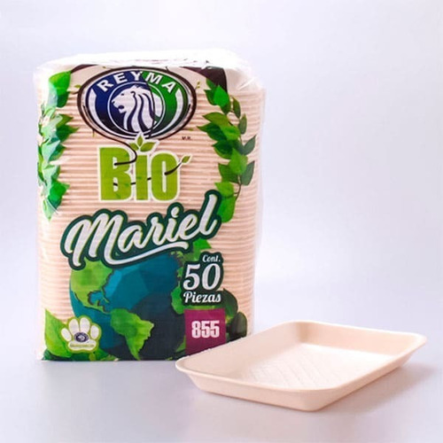 Charola Rectangular Biodegradable 855 10 Paq/50 Pz=500 Pz