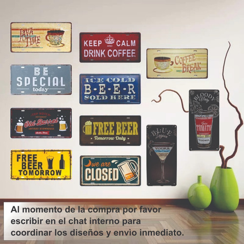 Imagen 8 de 9 de Placas Metalicas Vintage Retro Decorar Paredes 30x15 Cm