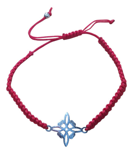 Pulsera Nudo De Bruja Protección Hilo Rojo Y Acero 