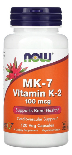 Vitamina K2 Mk7 100mcg Now Foods 120veg Caps Sabor Sem Sabor