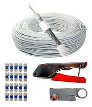 Comprar Kit Cabo Coaxial Rg6 50 Metros 95% Malha, Alicate De Compressão Alicate Decapador E 20 Conector