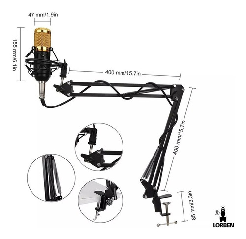Kit Placa V8x Pro + Microfone Bm800 + Phantom Power 220v Cor Preto