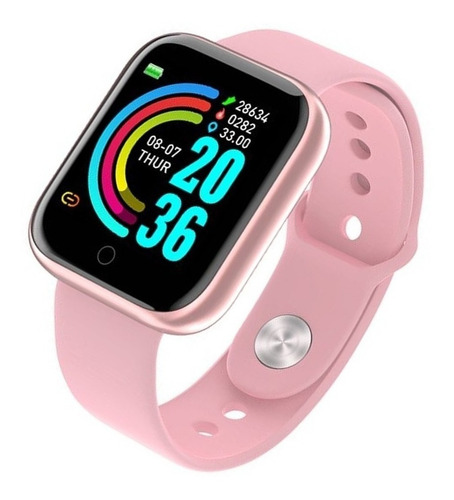 Imagen 3 de 4 de Smartwatch Smart Bracelet D20 1 1.3" con red móvil caja de plástico rosa, malla rosa de silicona