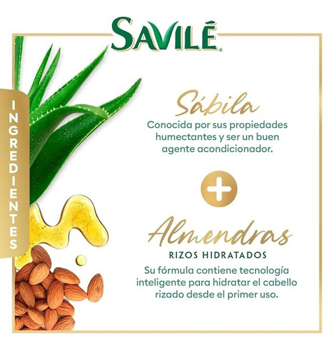 3 Crema Para Peinar Savilé Almendra Rizos Hidratados 300ml