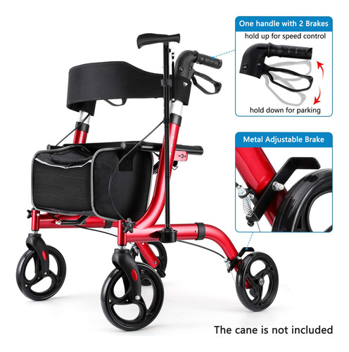 Rollator Walker Heaconnex Dobrável Com Assento, Rodas De 8 P