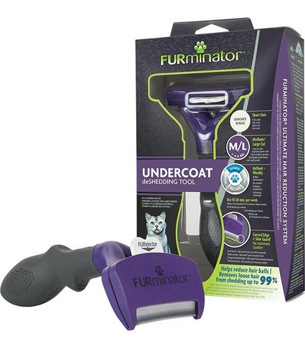 Imagen 3 de 8 de Cepillo Furminator Pelo Corto M/l Gato Mediano Grande