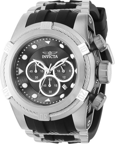 Reloj Invicta 37189 Silicona, Acero Inoxidable Hombres Color De La Correa Plateado/negro Color Del Bisel Plateado Color Del Fondo Negro
