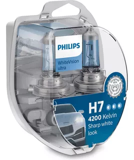 Kit 2 Lamparas Philips H7 Sharp White 4200k 55w + T10 Blue