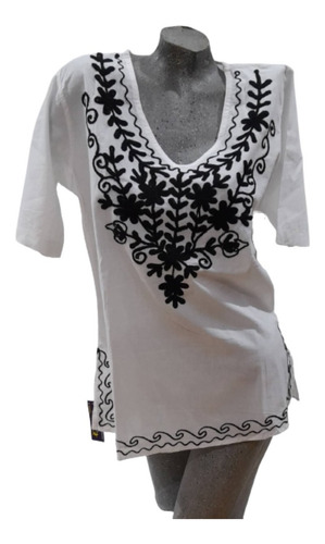 Blusa Camisola Bordada Artesanal 100% Algodón India Verano